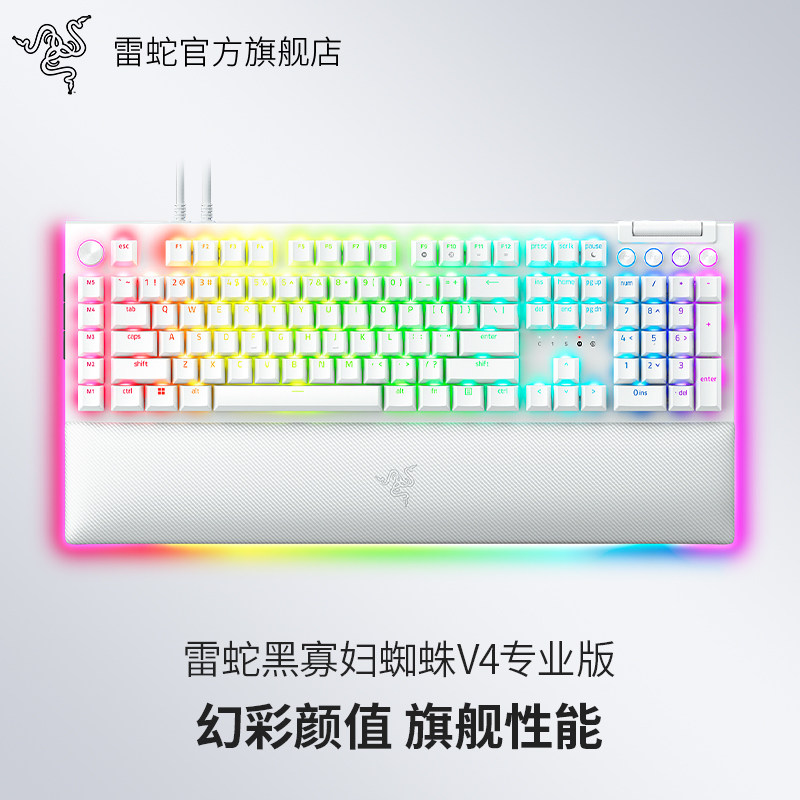 Razer雷蛇黑寡妇蜘蛛V4专业版电脑游戏守望机械键盘幻彩灯光腕托