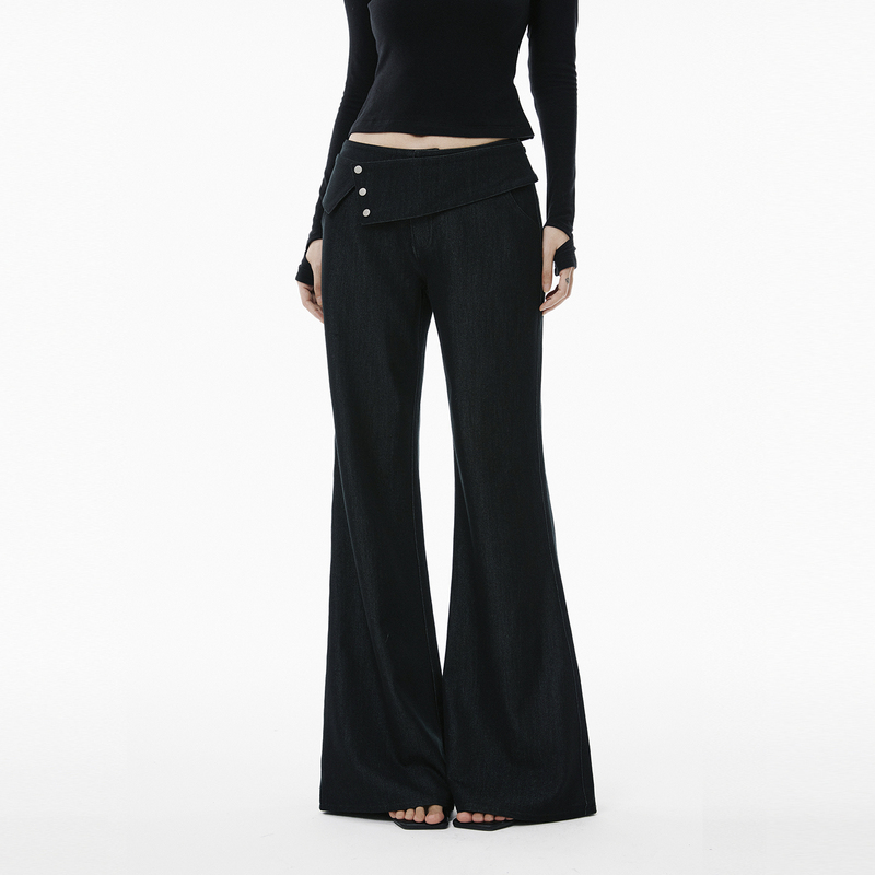 Vcr Studio Original Detachable Two-Way Low-Rise Vintage Raw Denim Flared Jeans Straight-Leg Bell-Bottom Pants for Women Vcr Studio Original Detachable Two-Way Low-Rise Vintage Raw Denim Flared Jeans Straight-Leg Bell-Bottom Pants for Women