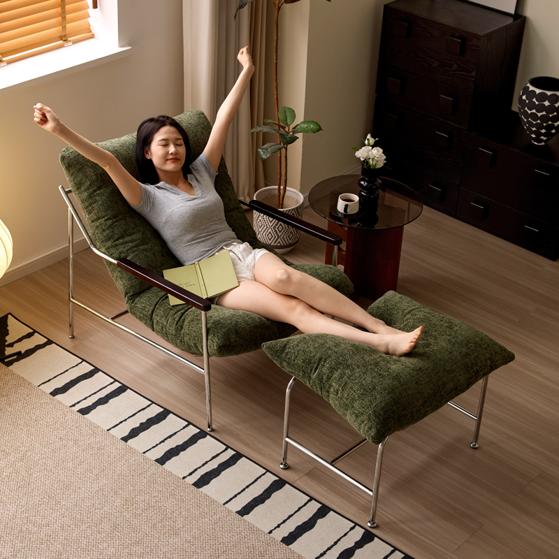 Vintage-Style Casual Sofa Chair for Living Room, Modern Trendy Lazy Single Chair, Stainless Steel Soft-Covered Single Sofa Chair Vintage-Style Casual Sofa Chair for Living Room, Modern Trendy Lazy Single Chair, Stainless Steel Soft-Covered Single Sofa Chair