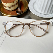 Light luxury niche handmade glasses frame pure titanium medium gold retro literary myopia female Japanese designer glasses