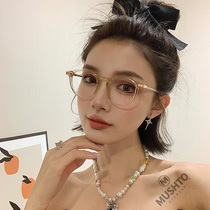 Small red book with a round transparent eye frame tea colour eye myopia glasses female Korean version tide ultralight mirror frame ins wind