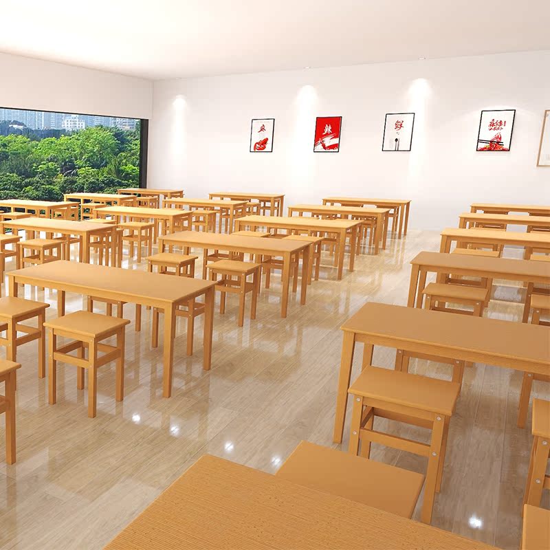 Simple solid wood fast food restaurant restaurant breakfast restaurant noodle restaurant snack bar canteen barbecue restaurant spicy hot table and chair combination
