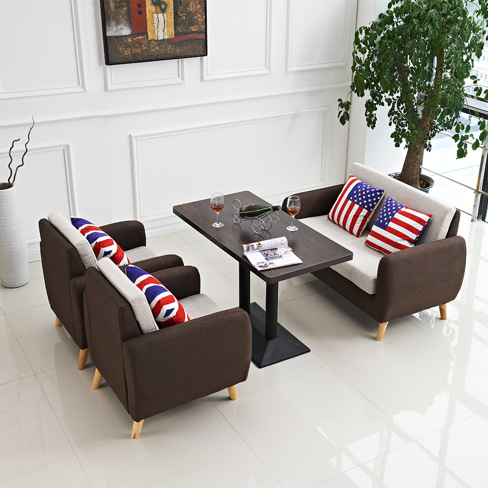 Retro Cafe Sofa Combination Western Restaurant Table and Chair Dessert Holder Milk Tea Shop Sofa Table and Chair Fabric Art