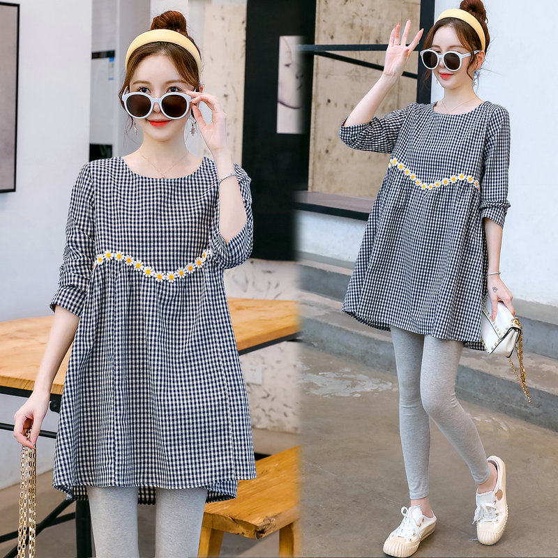 Maternity Autumn Suits Fashion Models 2022 New Tops Skirts Spring and Autumn Autumn Dresses Loose Large Size Women