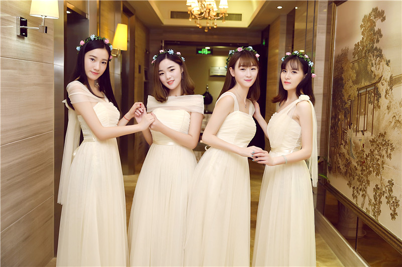 Trang phục phù dâu hợp xướng trang phục phụ nữ váy dài nhóm chị em quần áo dài màu xám dài tay phù dâu váy hợp xướng các kiểu áo voan đẹp