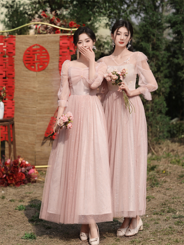 Plus Size Bridesmaid Dress for Chubby Women 100kg Fairy-Like Elegant Student Graduation Host Petite Art Exam Choir Evening Dress