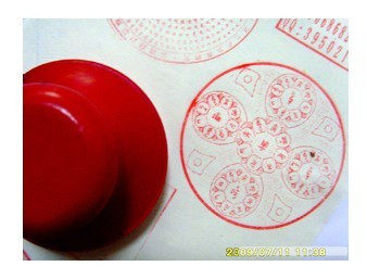 6CM Five Fang Buddha Heart Mantra Red Rubber Stamp