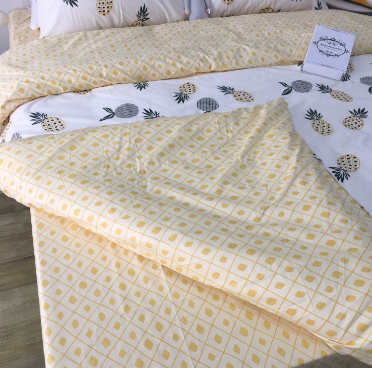 Cotton đơn giản bốn mảnh flamingo phim hoạt hình bông bộ đồ giường 1.2 m khăn trải giường quilt cover ba mảnh