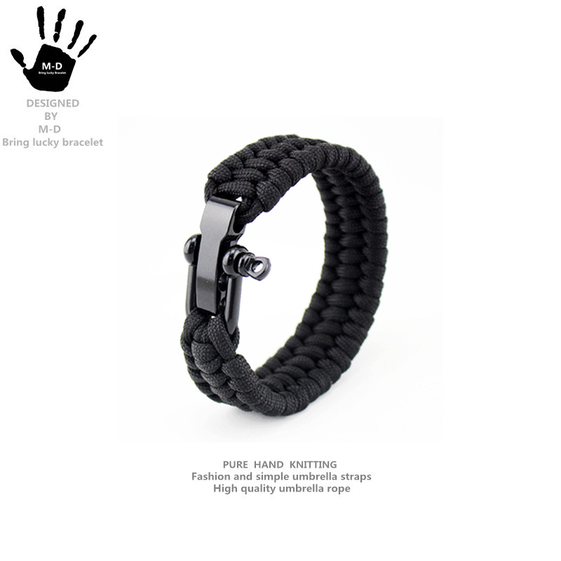 Wide Version Hand Rope Outdoor Climbing Paracord Bracelet with Metal Buckle, Adjustable for Men and Women, Braided Wristband, Seven-Core Camping