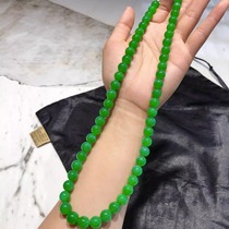 The annual ice species of Zhenyang green emerald beads necklace of Myanmar Emperor Green String of Green String Bracelet Hanging Gift