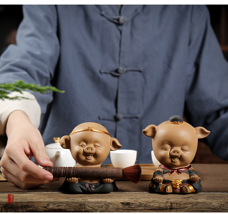 Yun Shang Trà lợn dễ thương Thú cưng Tian Peng Marshal Pig Ba Jie Tea Chơi Trà Tấm Trang trí Kung Fu Bộ phụ kiện bộ ấm trà đẹp