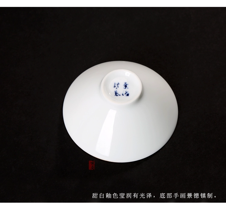 Vẽ tay tách trà Kung Fu chén sứ màu xanh và trắng Dou Li master cốc gốm đơn cốc tách trà đặt tách trà Jianzhan - Trà sứ