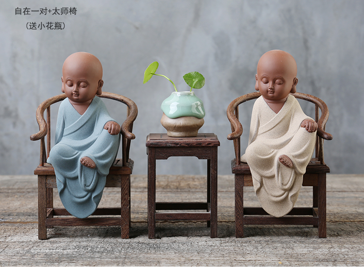 Yun Shang Creative trà trang trí thú cưng có thể được nuôi Zisha nhỏ tu sĩ Zen trang trí thủ công trà chơi phụ kiện trà - Trà sứ bộ bình trà