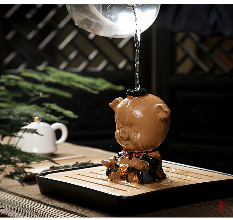 Yun Shang Trà lợn dễ thương Thú cưng Tian Peng Marshal Pig Ba Jie Tea Chơi Trà Tấm Trang trí Kung Fu Bộ phụ kiện bộ ấm trà đẹp