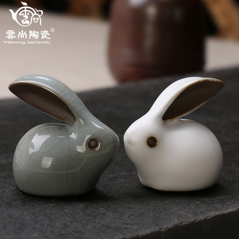 Cloud Shangao Kiln Cute Little Rabbit Tea Darling Pendulum of Ru kilo open sheet Hand Creative Kung Fu Tea Accessories