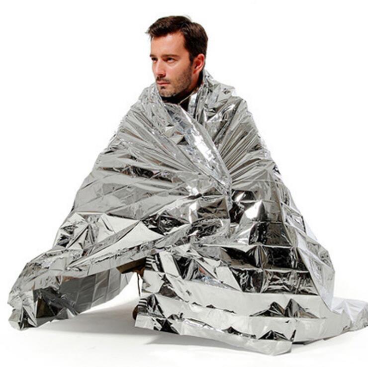 Outdoor Climbing Camping Lifesaving Blanket Gold & Silver Bicolor Sunscreen Coursewear PET Multipurpose Emergency Insulation Emergency Blanket