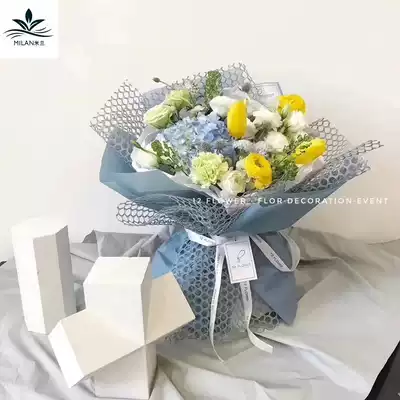 Milan hollowed out round center mesh gauze mesh bag flower paper flower gift wrapping paper bouquet packaging material