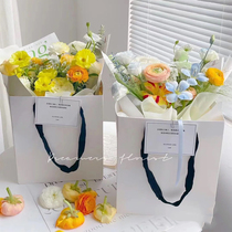 Milan lengthened with flowers bouquet Handbags Rectangular Kraft Bags Gift Hands Carry Bags Materials
