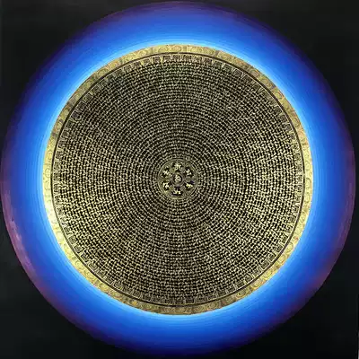 Tibetan hand-painted Nepali decorative painting living room entrance 1 meter high six-character truth altar city Mandala town house Thangka