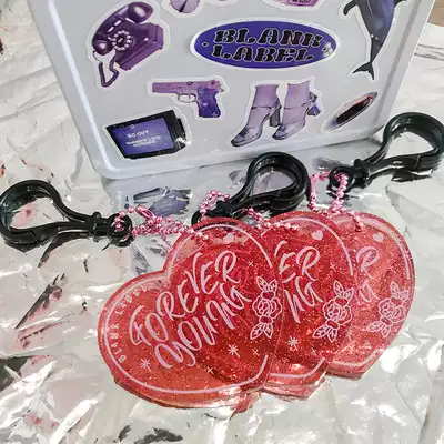BlankLabel bull pink sparkling personality girl heart pendant key chain Canvas bag pendant keychain