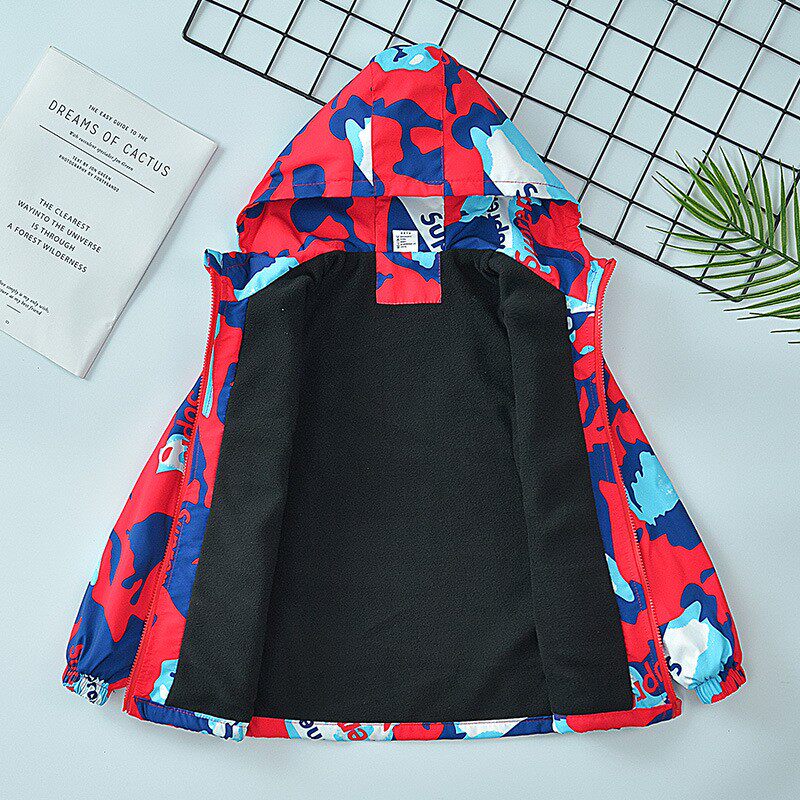 Children's fleece jacket boy's all-in-one fleece hooded jacket 2021 autumn and winter new warm zipper shirt windbreaker trend