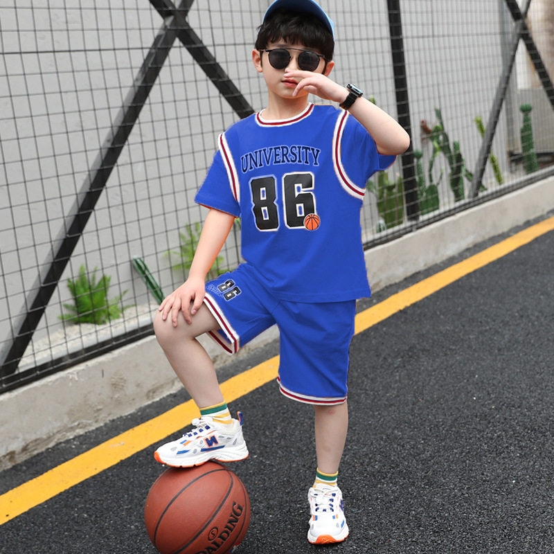 Male and female children's basketball clothes suit 2021 Summer new suction perspiration sweating speed dry clothes children short sleeve sports Two suits