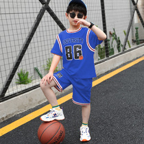 Male and female childrens basketball clothes suit 2021 Summer new suction perspiration sweating speed dry clothes children short sleeve sports Two sets