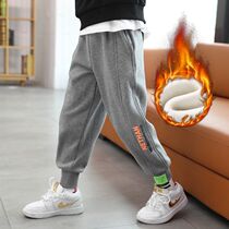 Boy gush thickened pants 2021 new children autumn winter integrated suede sports pants CUHK children pure cotton sweatpants