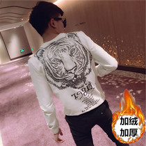 Quick hand net red tiger head long sleeve clothes men trend social people Spirit Guy hair stylist Tide brand mens clothing