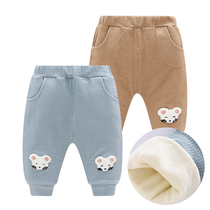 (Broken code clearance) new 0-1-2 years old men and women children cartoon trousers baby autumn and winter plus velvet warm outside