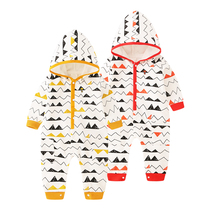 Newborn baby jumpsuit baby cotton pajamas climbing clothes spring and autumn ha clothes hooded out baby autumn and winter clothes