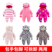(Broken code clearance) female baby winter clothes warm clothes newborn clothes winter out thick baby climbing clothes