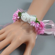 Bracelet bandeau monocouche groupe de demoiselle dhonneur fleur de poignet décoration de mariage guirlande de groupe de sœurs fleur à main accessoire de danse pour enfants