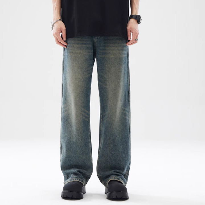 Dl Brand American Cleanfit Washed Vintage Loose Jeans for Men Retro Vibe Trendy Brand Bootcut Pants