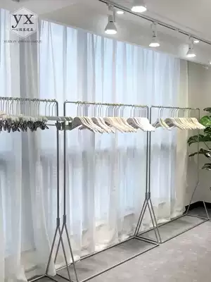 Clothing store display stand Floor-standing hanging clothes rack Stainless steel brushed silver display hanger Women's clothing rack