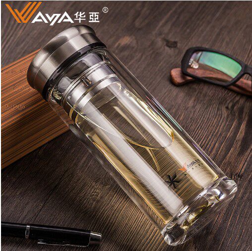 Huaya high borosilicate glass double-layer portable portable cup tea cup tea separation cup 230 500ml