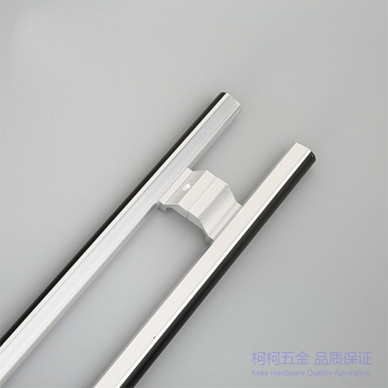 Thickened Aluminum Color Black BLACK PARAGRAPH DOOR GLASS RAMEN DOOR OPEN DOOR BIG HANDLE BEND FOOT SUPPORT SET UP