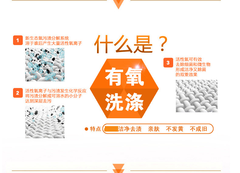 买3送1 水精灵酵素有氧洗衣粉电视购物去油污环保低泡500g装桔子