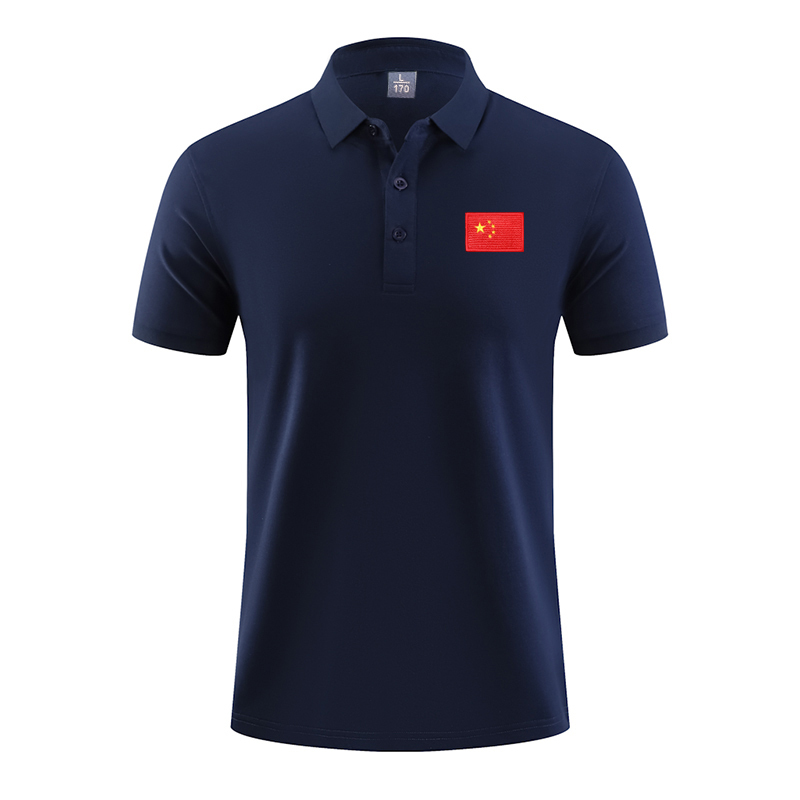 Chinese Team Polo Shirt Sports Coach Uniform Short-Sleeved Men's Breathable Cotton Top National Trend Training Lapel Sports T-Shirt