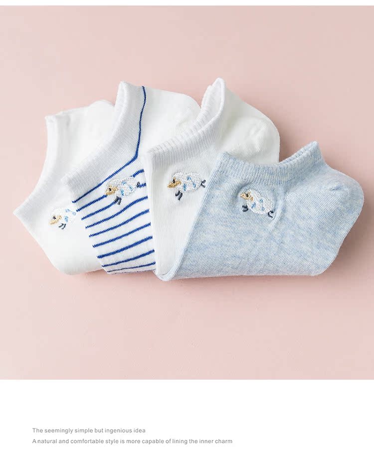 Bên cạnh đôi bốt theo phiên bản Hàn Quốc của đôi tất nữ thêu dễ thương mùa xuân và cotton mùa hè thấp giúp đôi tất nữ ngọt ngào 4 đôi - Bít tất nữ tất cổ ngắn