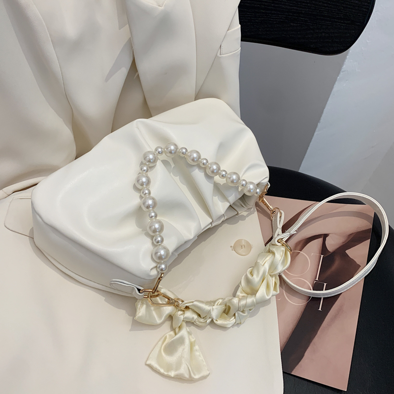 Bag 2026 New Trendy Women's Summer Pearl Pleated Underarm Shoulder Bag with a High-End Feel, Versatile Cloud Crossbody Bag for Women