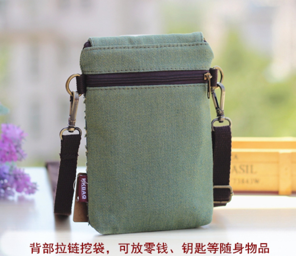 Túi đựng điện thoại di động nữ 2018 mới mùa hè mini túi vải bạt đổi xu hoang dã đóng gói túi đựng điện thoại di động treo cổ túi đeo chéo mlb