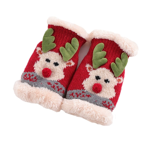 Перчатки, зимний милый флисовый бархатный комплект для школьников, подарок на день рождения, увеличенная толщина, в корейском стиле