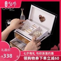 KP jewelry box high-end exquisite light luxury multi-layer drawer anti-oxidation ring necklace hand jewelry jewelry storage box