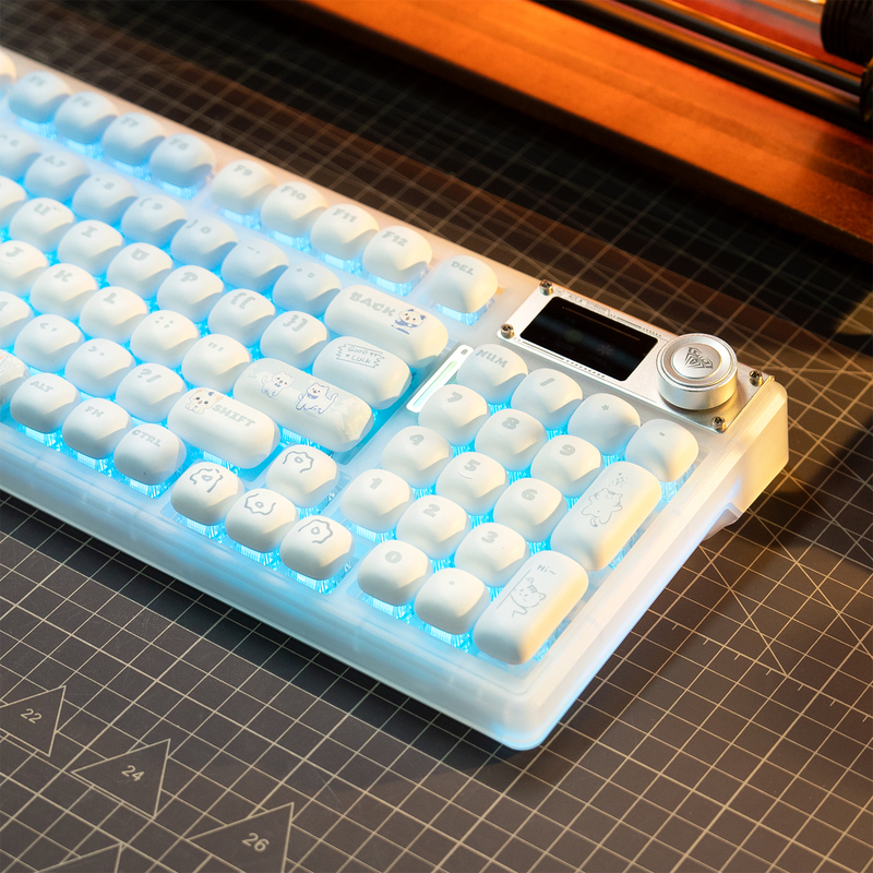 Wolf Spider F98Prov3 Transparent Customized Mechanical Keyboard Three-Mode Wireless Bluetooth Led Screen Knob Mahjong Sound