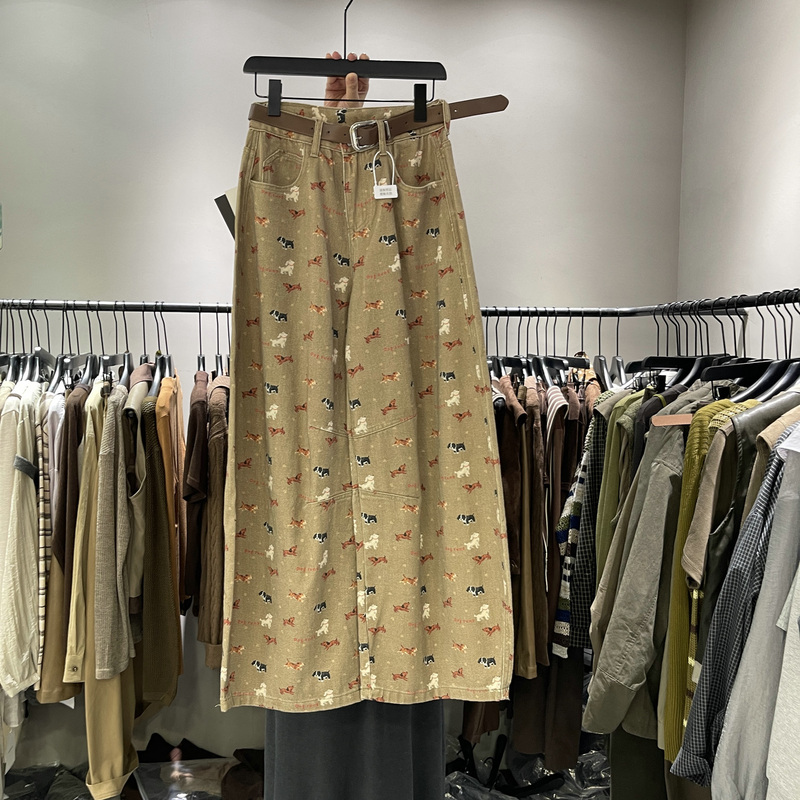 Boff Genuine American Retro Dog Print Wide-Leg Pants for Women, High-Waisted, Loose, Slimming Scimitar Pants, Casual Jeans Boff Genuine American Retro Dog Print Wide-Leg Pants for Women, High-Waisted, Loose, Slimming Scimitar Pants, Casual Jeans