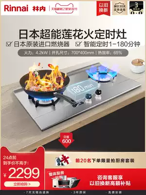 Rinnai 2E02LT super-energy timing Lotus fire gas stove gas double mouth gas stove household embedded