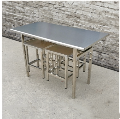 4 people 6 8 people stainless steel hanging stool table two-piece dining table canteen dining room dining table and chairs fast food restaurant table and chairs