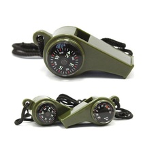 Outdoor tourism three-in-one life-saving whistle with Compass thermometer EDC multi-function survival whistle to send lanyard