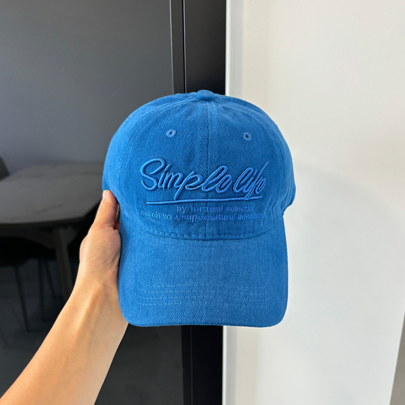 Korean-Style Retro Letter Embroidery Soft-Top Baseball Cap for Women, Face-Slimming, Versatile, Sun-Shading, Sun-Protective, Spring and Summer